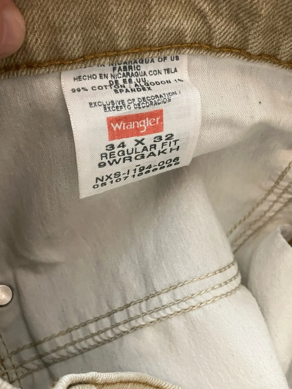 Wrangler Beige Straight-Leg Pants with Copper Button Detail